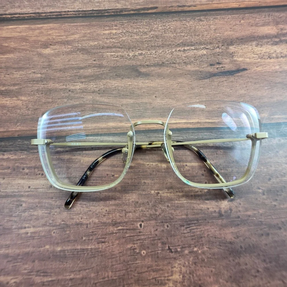 DKNY DK1001 Women Gold Clear Square‎ Eyeglasses Frames 54-16-135 272 FRAMES ONLY
